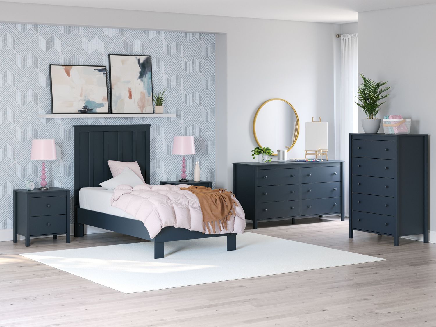 Simmenfort - Platform Bedroom Set, Sets: 3 Pc. Bed, Dresser, Size: Twin
