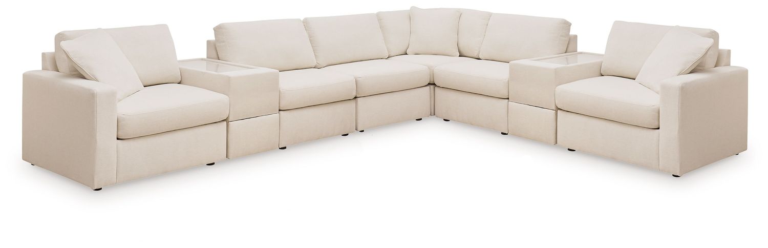 Modmax - Sectional - Oyster, Configuration: 8 Pc. Sectional With 2 Storage Consoles