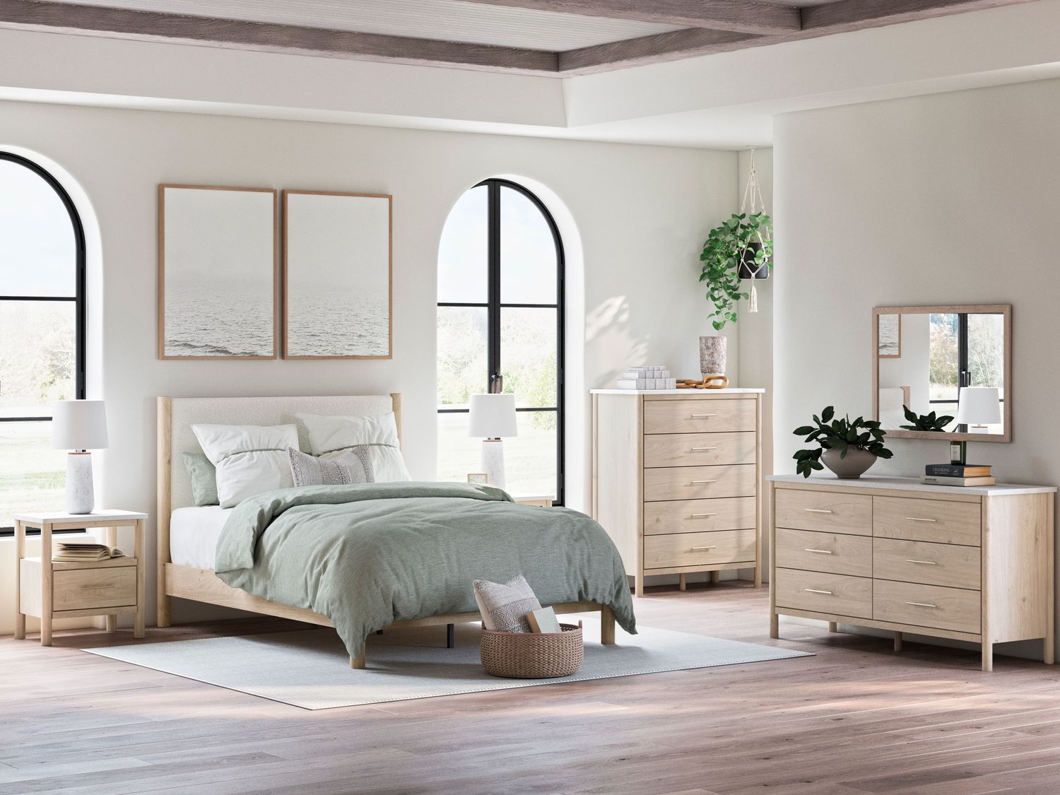 Cadmori - Panel Bedroom Set, Sets: 8 Pc. Bed, Dresser, Mirror, Chest, 2 Nightstands, Size: Queen
