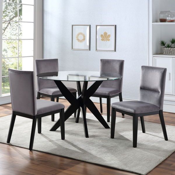 Amalie - 5 Piece Dining Set, Color: Black
