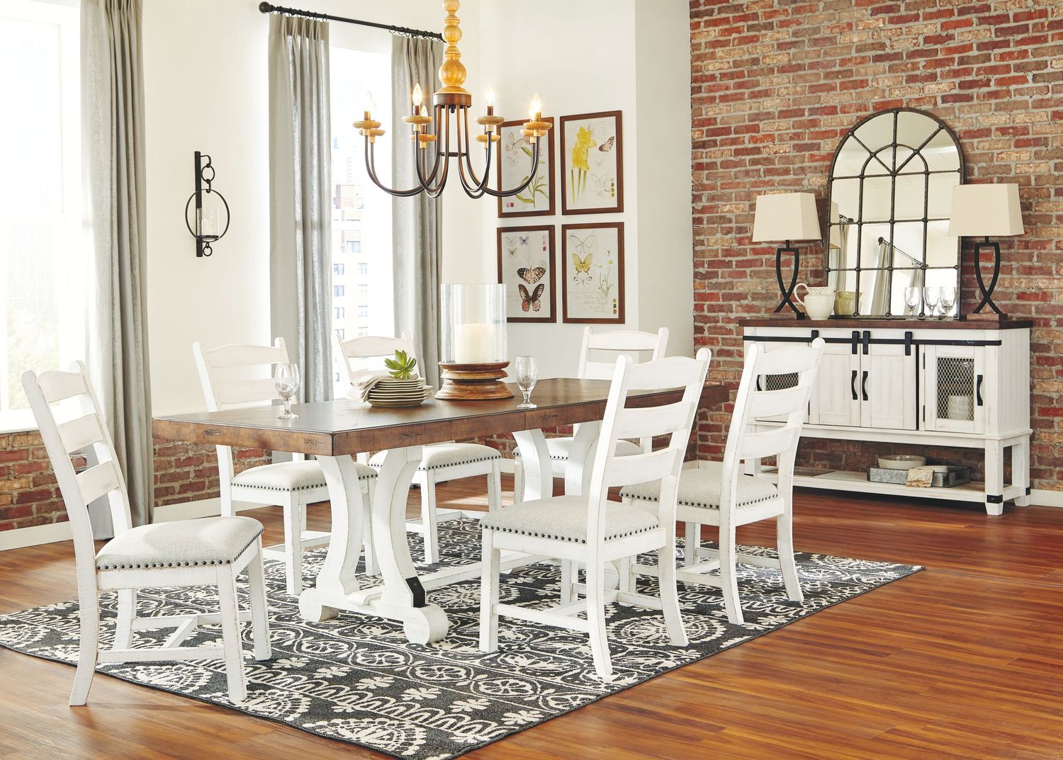 Valebeck - Dining Table Set, Sets: 8 Pc. Table, 6 Chairs, Server