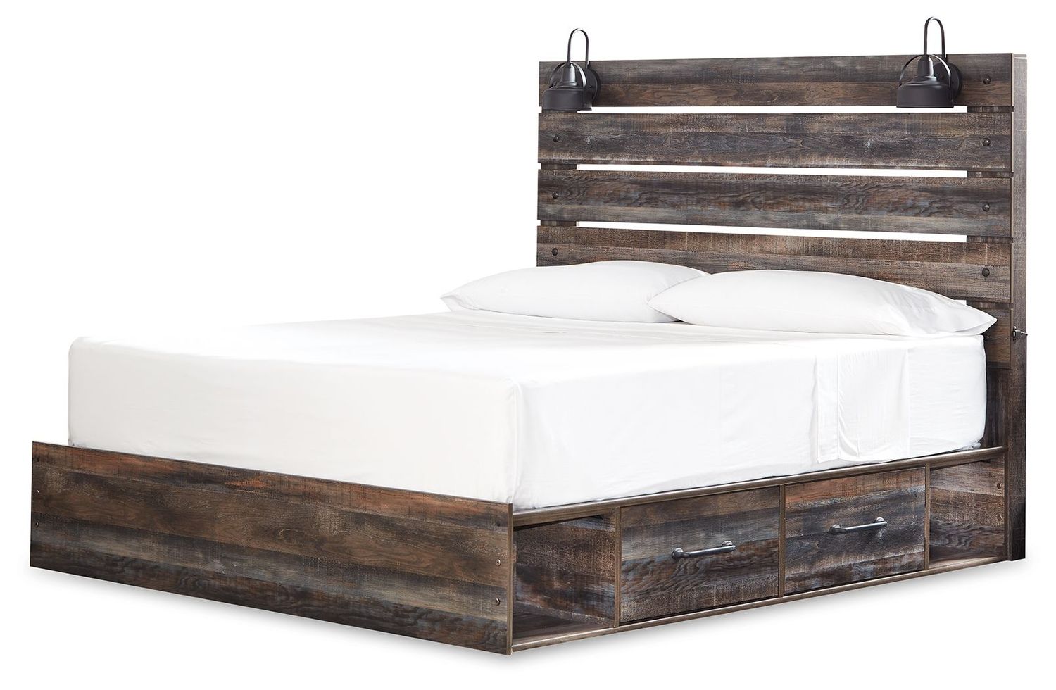 Drystan - Panel Bed, Size: King, StorageOption: 4 Side Drawers