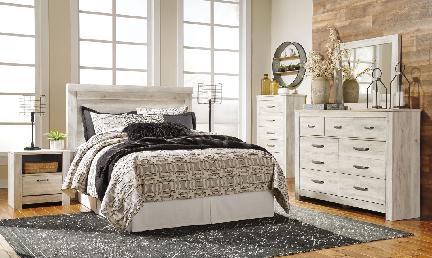 Bellaby - Panel Headboard Set, Sets: 4 Pc. Panel Headboard, Dresser, Mirror, Chest, Size: Queen
