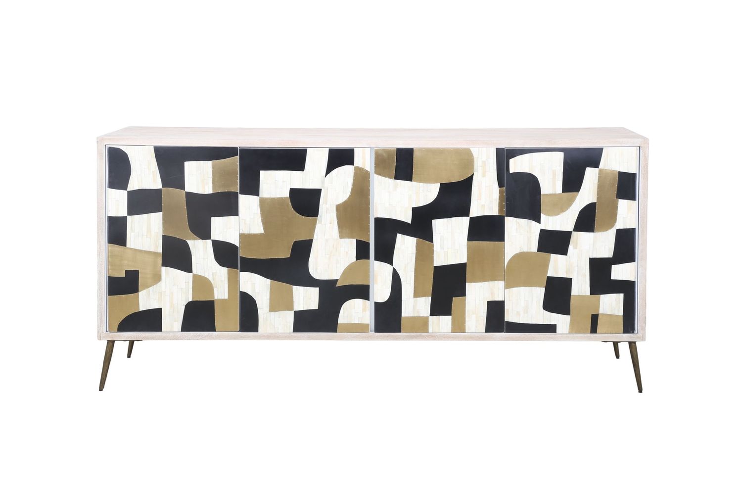 Xander - Server - White Wash Mango / Mosaic Ivory / Brass / Ebony