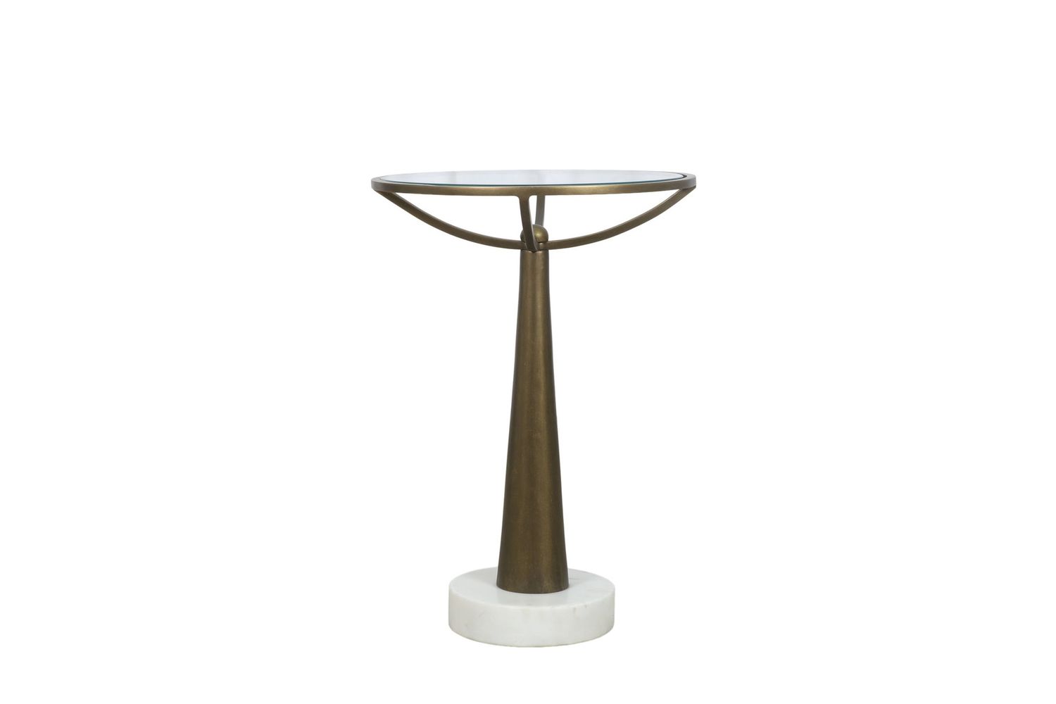 Delgado - Accent Table - Antique Brass / White Marble