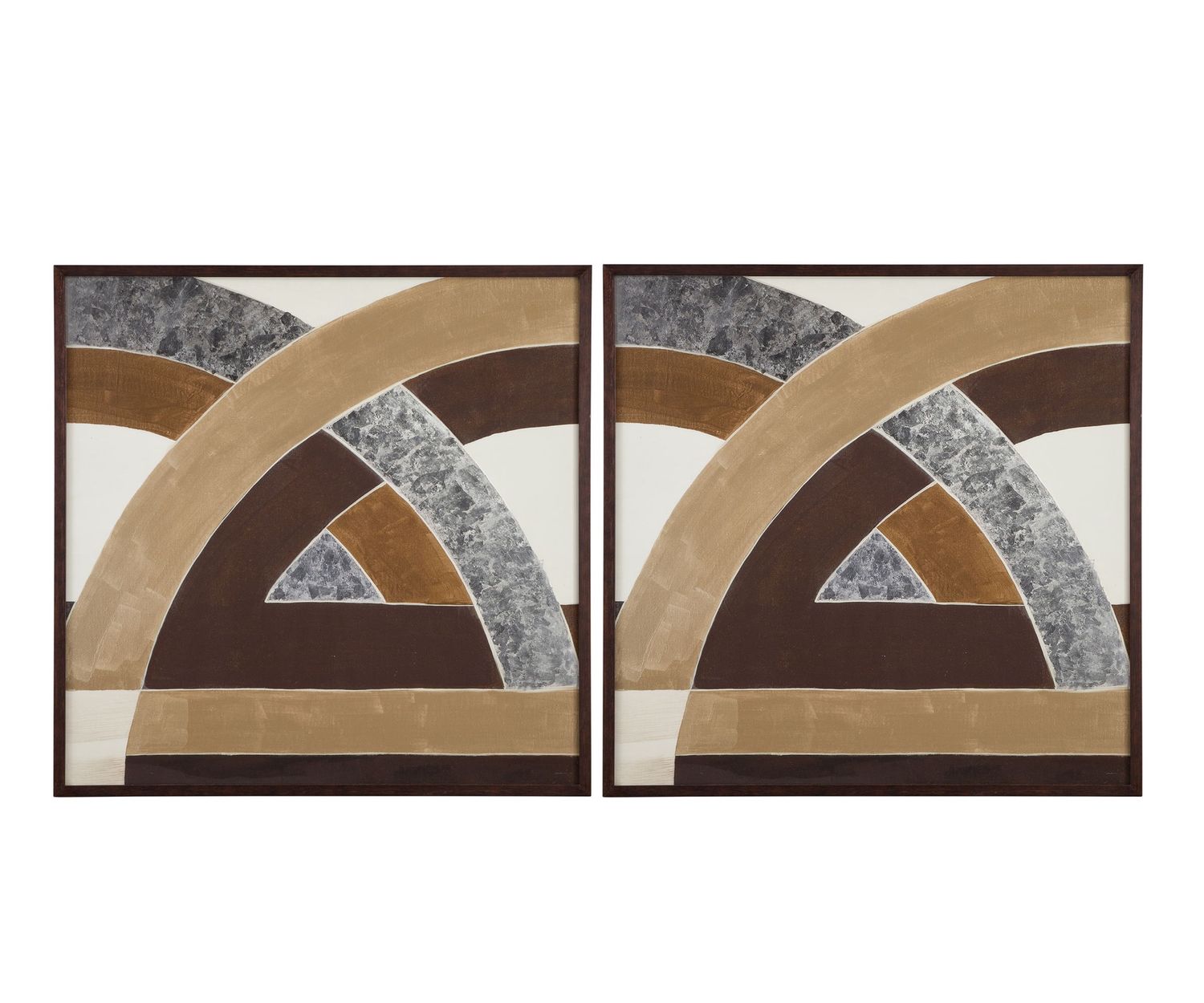 Neutral Geometry Framed Print (Set of 2) - Brown