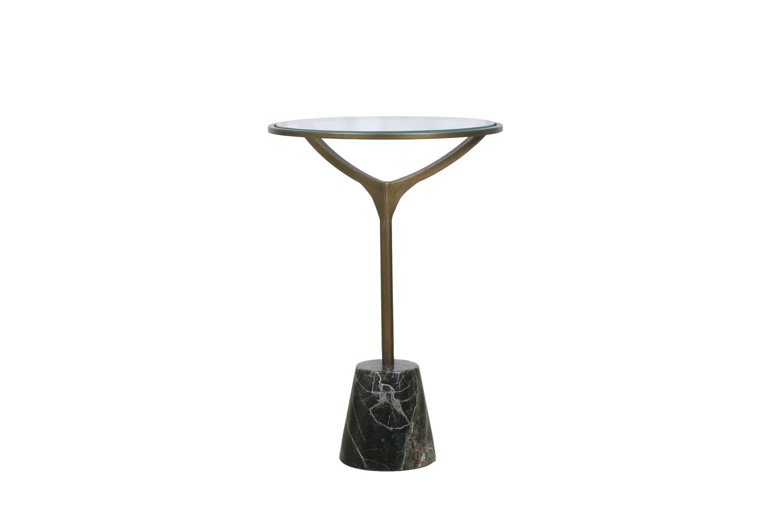 Gianna - Accent Table - Antique Brass / Green Marble