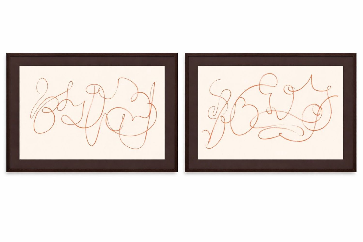 Meandering Lines Framed Print (Set of 2) - Cream