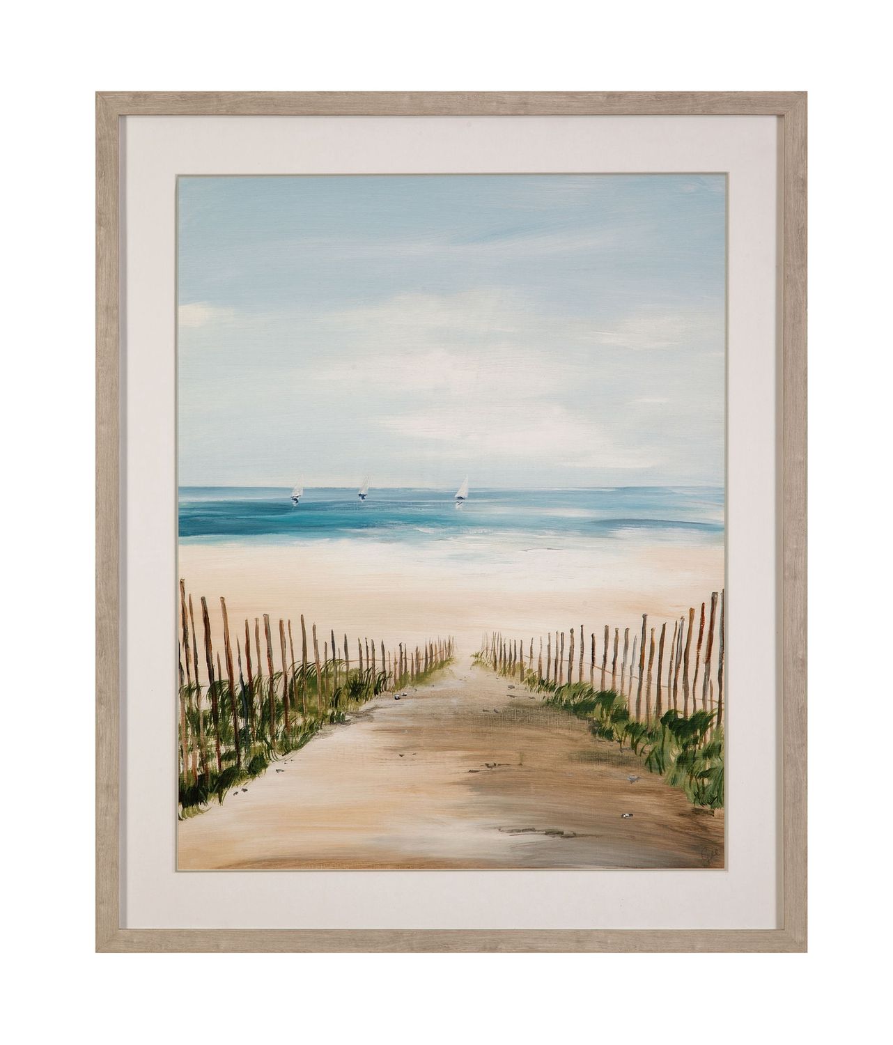 Beach Path Framed Print - Blue
