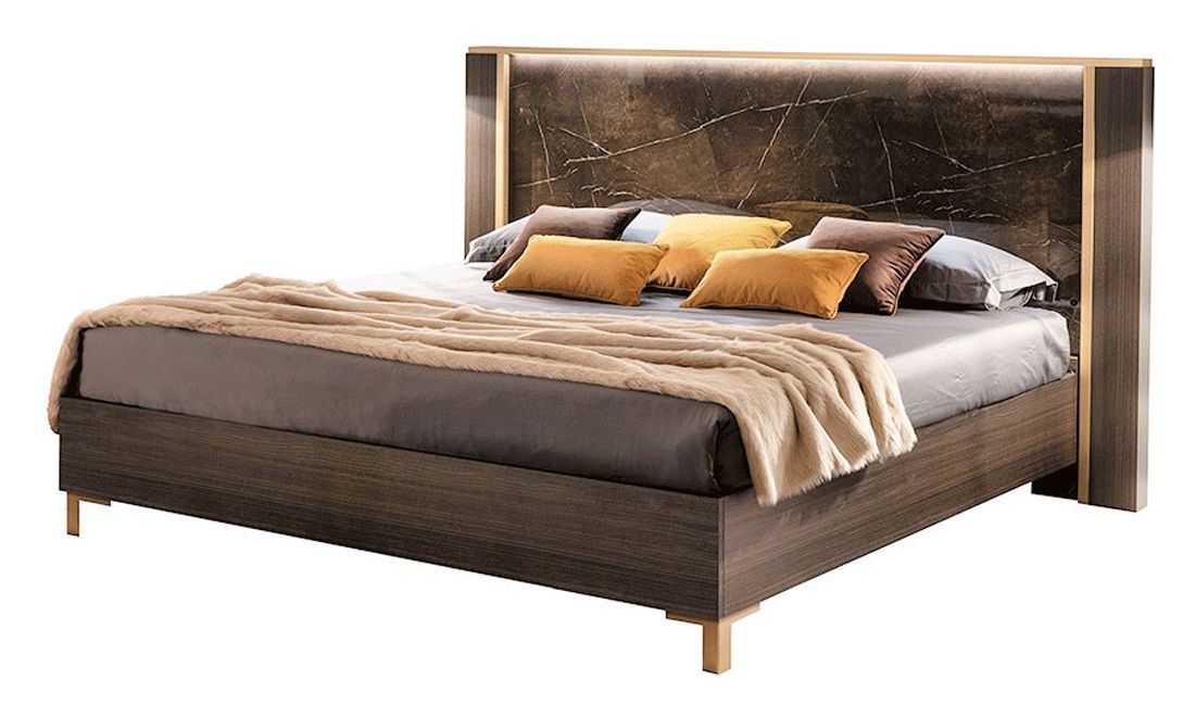 Essenza - King Size Bed With Wooden Headboard - Dark Brown
