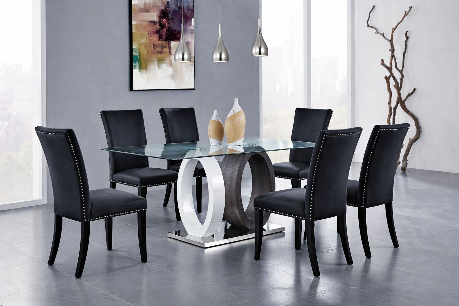 D1628 - 7 Piece Dining Room Set (Dining Table And 6 D03 Dining Chairs) - Black