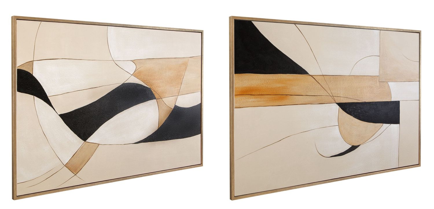 Golden Contour Framed Canvas (Set of 2) - Gold