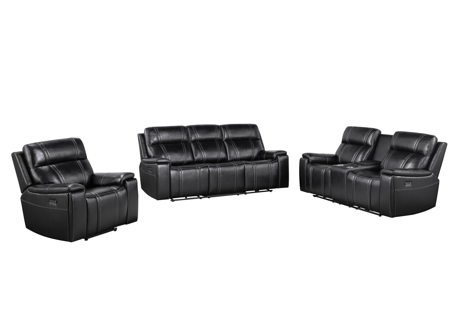 U8880 - 3 Piece Living Room Set (Power Reclining Sofa / Power Console Reclining Loveseat / Power Recliner) - Black