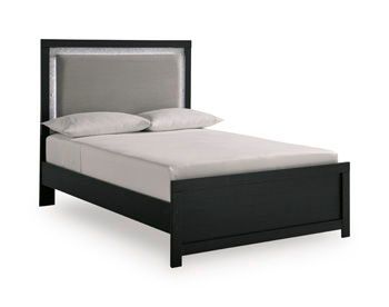 Maeling - Full Upholstered Panel Headboard - Black / Gray - Black / Full