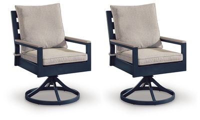 East Beach - Swivel Chair With Cushion (Set of 2) - Blue