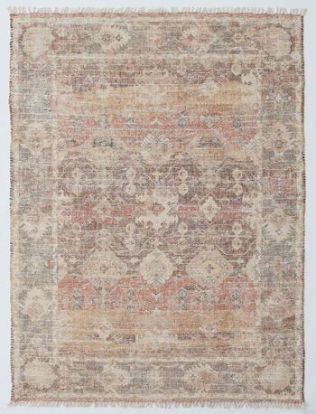 Waycotten - 5' x 7' Rug - Orange / Brown / White - Light Brown / 5' x 7'