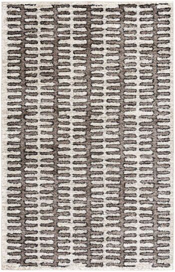 Cartlett - 9' x 12' Rug - White / Taupe / Black - Dark Brown