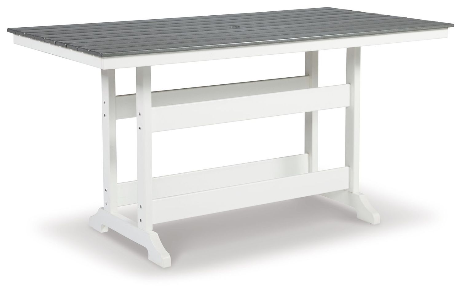 Transville - RECT COUNTER TABLE W/Umb OPT - Gray / White