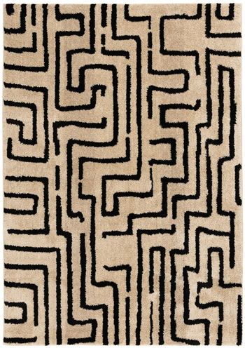 Timworth - 5' x 7' Washable Rug - Black / Beige - Beige / 5' x 7'