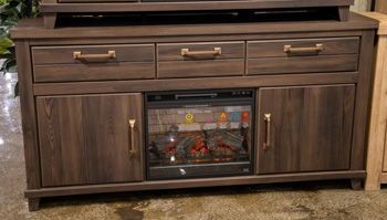 Brazen Valley - XL TV Stand With Fireplace Option - Dark Brown - Dark Brown / 72"W x 16"D x 38"H