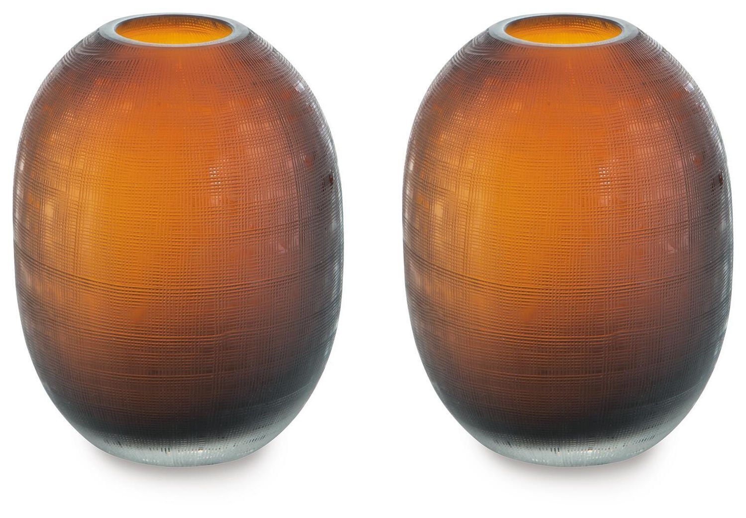 Embersen - Vase (Set of 2) 7.75" - Amber - Dark Brown / 2 Pieces / 6''W x 6''D x 8''H