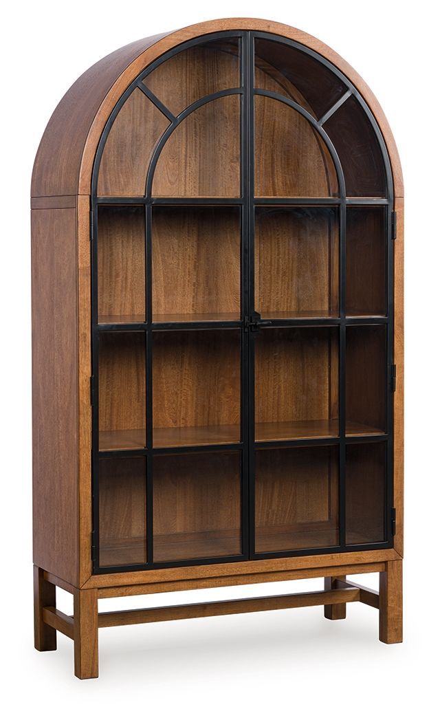 Greddinton - Display Cabinet - Brown / Black - Light Brown