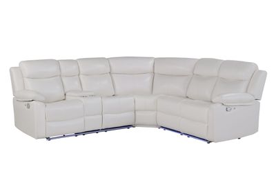 U6026 - Sectional With LED And Speaker - White