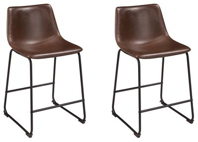 Centiar - Upholstered Barstool (Set of 2) - Brown - Dark Brown / 19''W x 22''D x 35''H