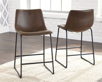Centiar - Upholstered Barstool (Set of 2) - Brown - Dark Brown / 19''W x 22''D x 35''H