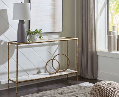 Ryandale - Console Sofa Table - Antique Brass Finish