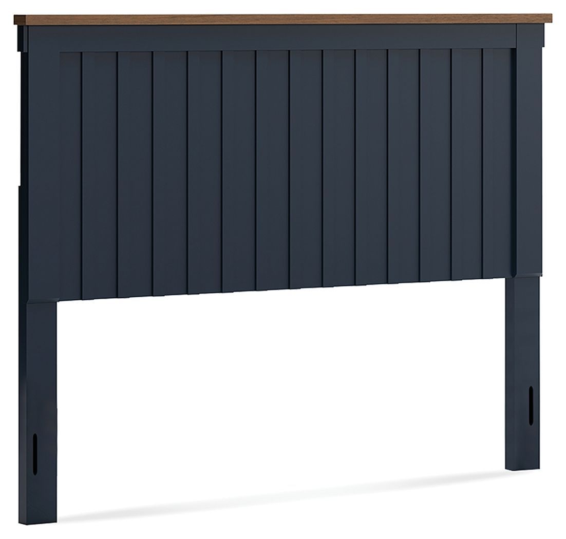 Landocken - Queen Panel Headboard - Brown / Blue - Blue / Queen