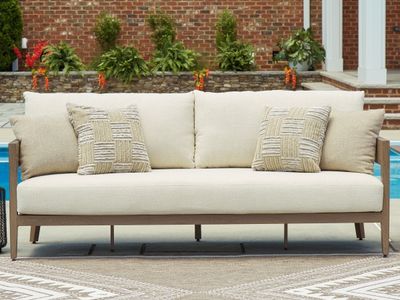 Serene Bay - Sofa With Cushion - Dark Brown / White