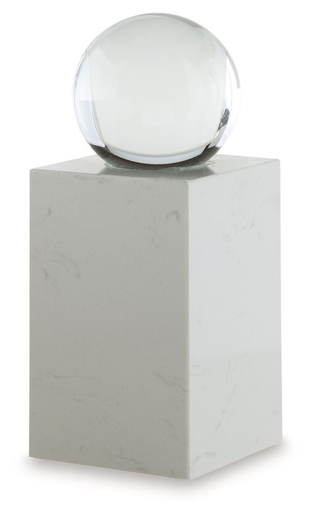 Sellner - 14" Sculpture - Clear / White - White / 5"W x 5"D x 14"H