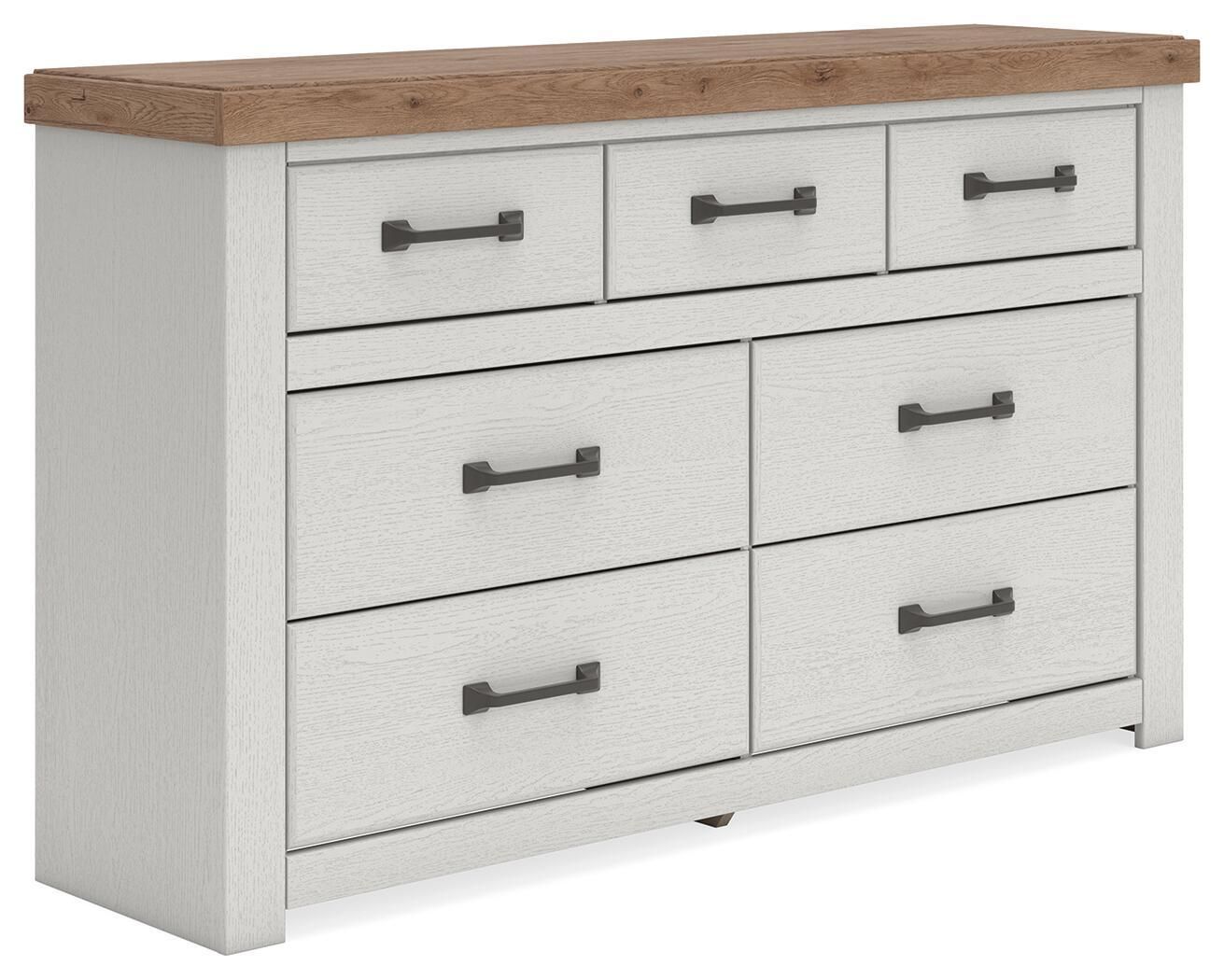 Savonport - Seven Drawer Dresser - White / Brown - White / Dressers