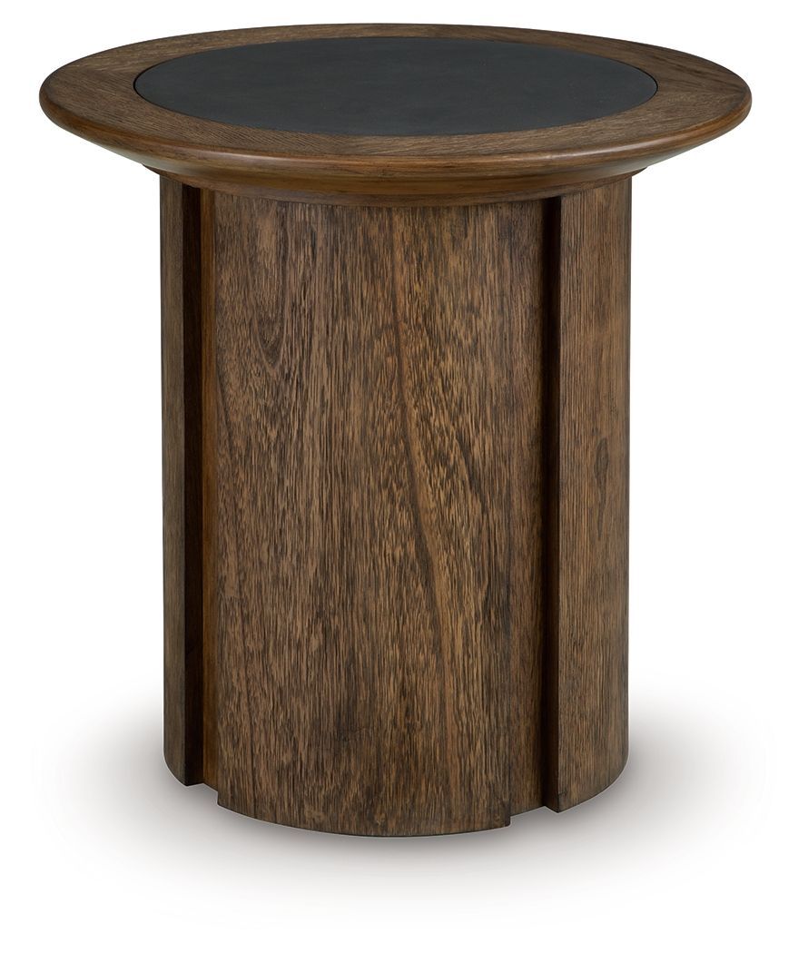 Dontayne - Round End Table - Warm Brown - Dark Brown / End Tables