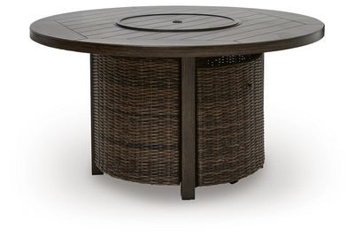 Monterey Point - Round Fire Pit Table - Dark Brown