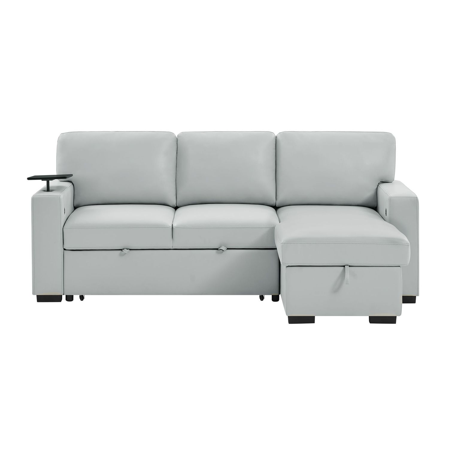 U0212 - Reversible Sofa Bed Loveseat With Pop-Up Sleeper With Drop Down Table - Silver