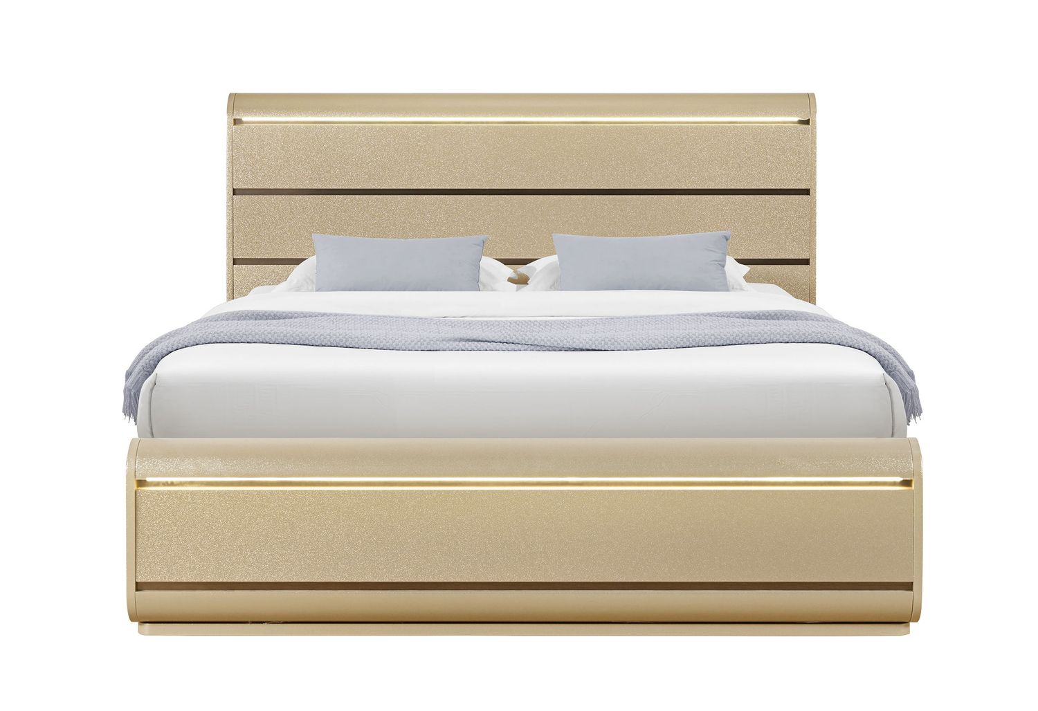 Genesis - Full Bed With LED - Gold