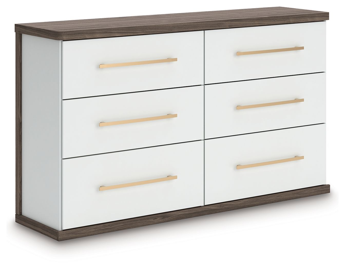 Kendanport - Six Drawer Dresser - Brown / White - White / Dressers