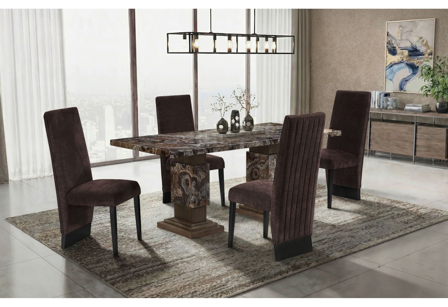 D12DT - 9 Piece Dining Room Set (Dining Table With 8 Dining Chairs) - Dark Brown