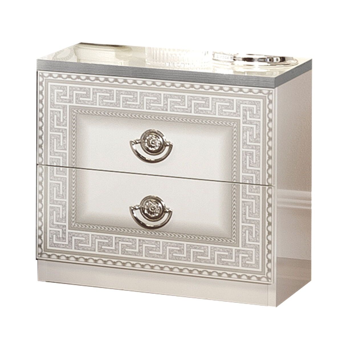 Aida - Nightstand - White / Silver