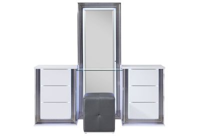 Ylime - Vanity With LED And Stool - White