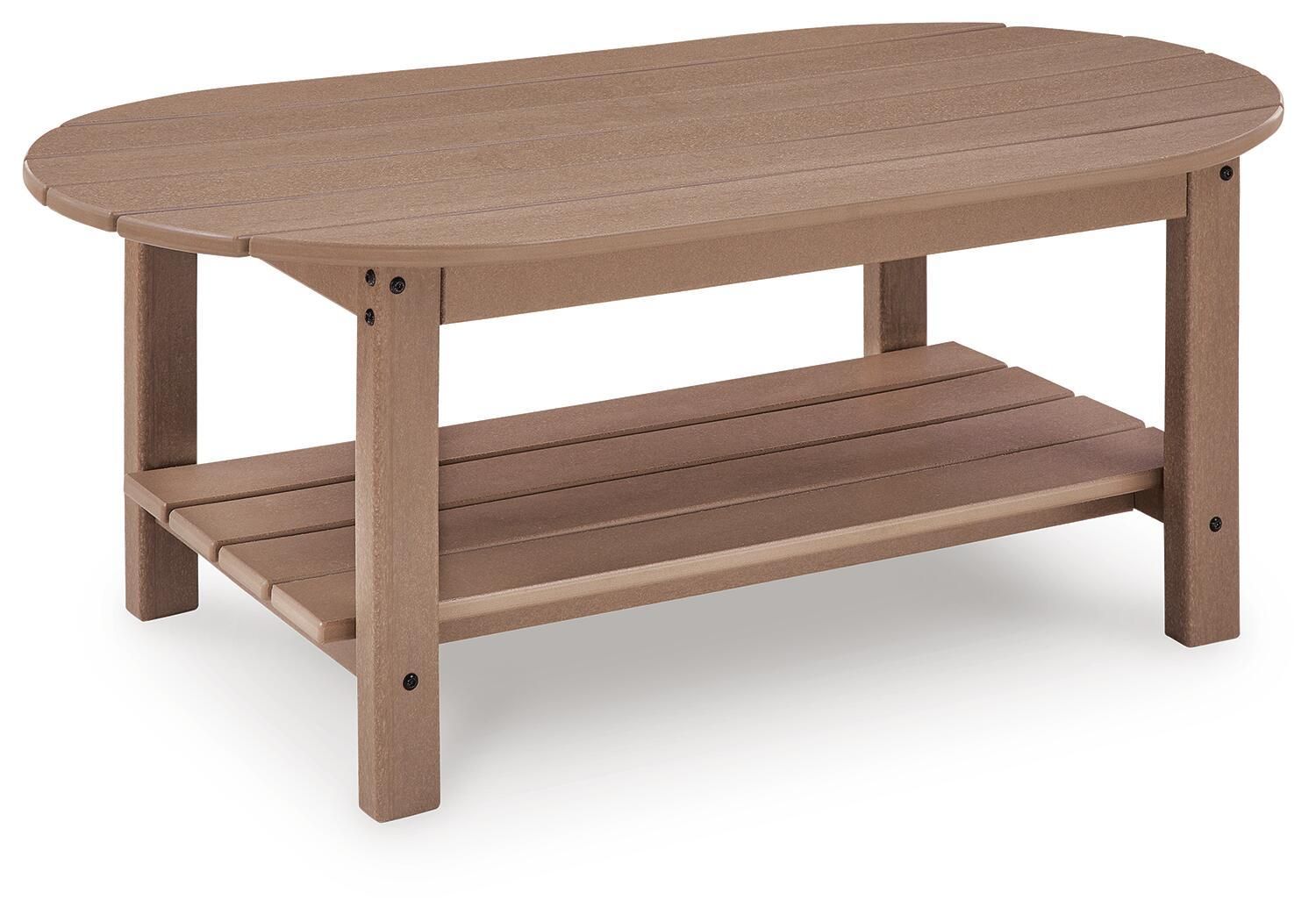 Grover Beach - Oval Cocktail Table - Driftwood - Light Brown / Coffee Tables