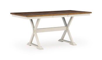 Brinfern - Dining Room Counter Butterfly Extension Table - Brown / Antique White - Dark Brown / Counter Tables