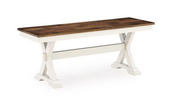 Brinfern - Large Dining Room Bench - Brown / Antique White - Dark Brown / Dining Benches