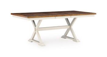 Brinfern - Rectangular Dining Room Extension Table - Brown / Antique White - Dark Brown / Dining Tables with Extensions
