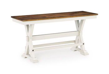 Brinfern - Large Counter Dining Room Bench - Brown / Antique White - Dark Brown / Counter Benches