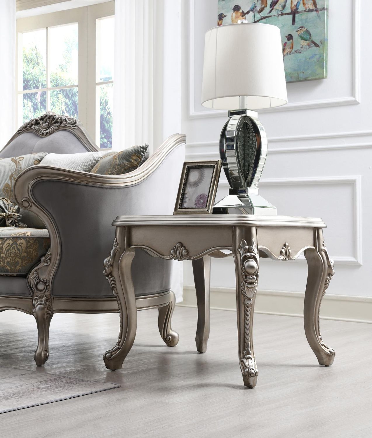 T198 - Traditional Coffee Table - Champagne Silver - Pearl Silver / Coffee Tables
