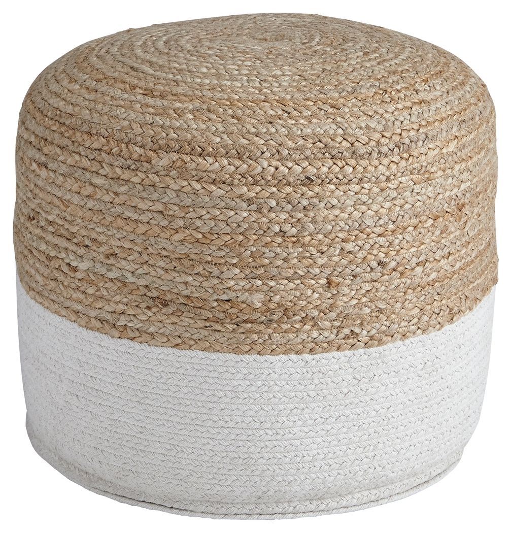 Sweed Valley - Pouf - Round - Natural / White - White