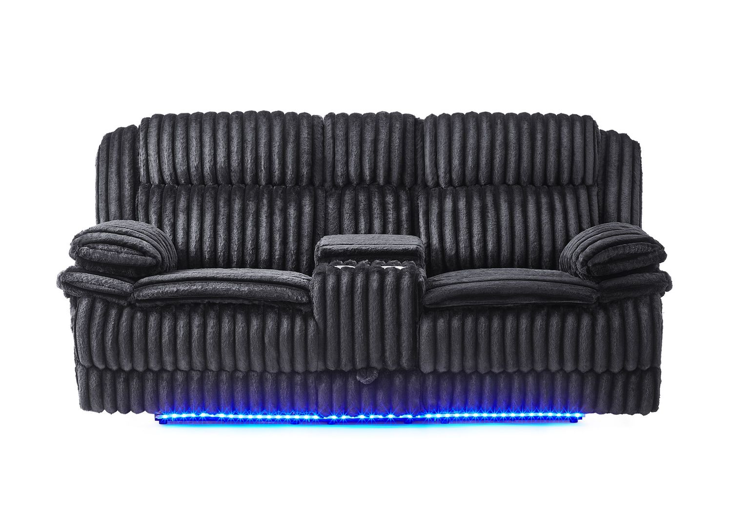 U8686 - Power Console Reclining Loveseat With LED And Hidden Drawer - Black